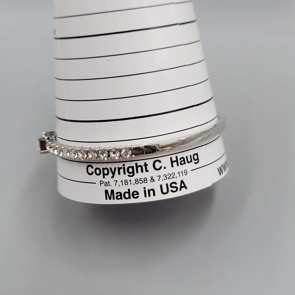 Rhinestone Bangle Bracelet Silver tone 8.5 in