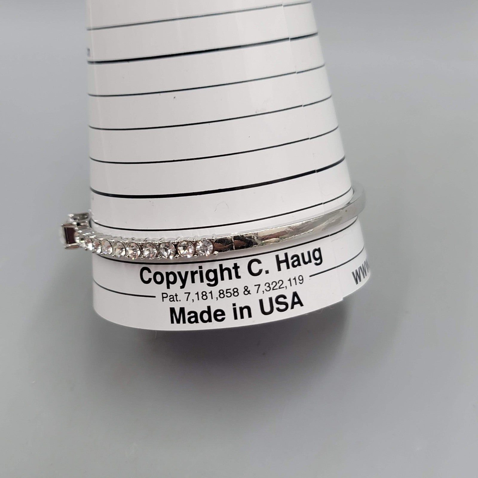 Rhinestone Bangle Bracelet Silver tone 8.5 in
