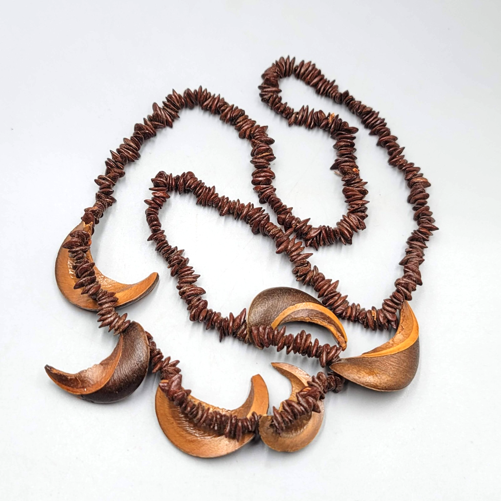 Vintage Apple Seed Nut Bead Necklace Estate Costume Jewelry 30"
