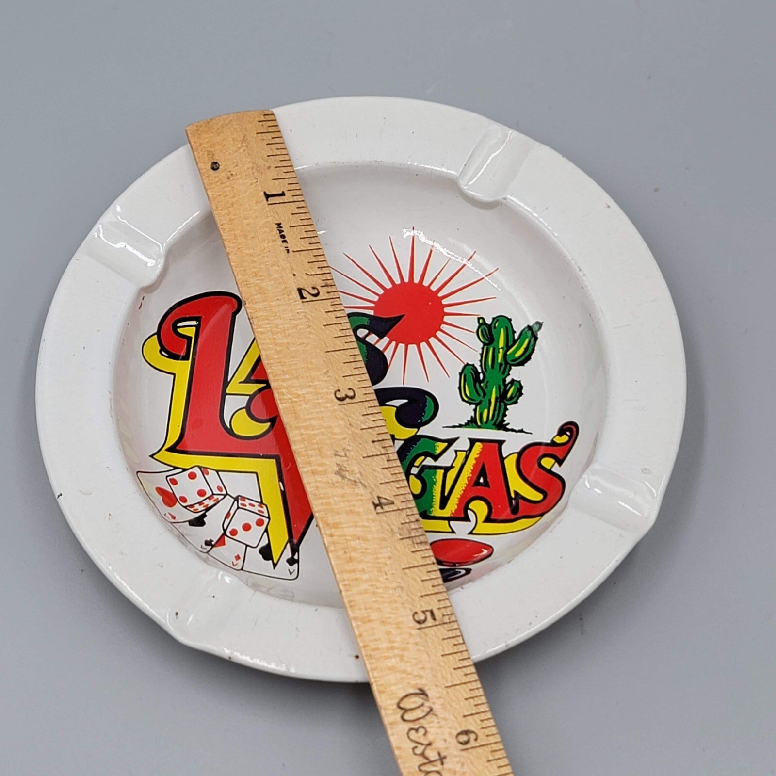 Vintage Las Vegas Metal Ashtray Souvenir 5.25"