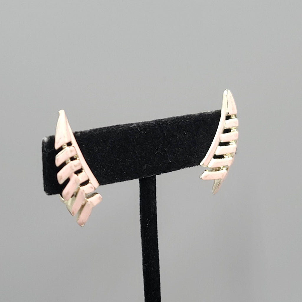 Vintage Pink Enamel Climber Clip on Earrings 1 in