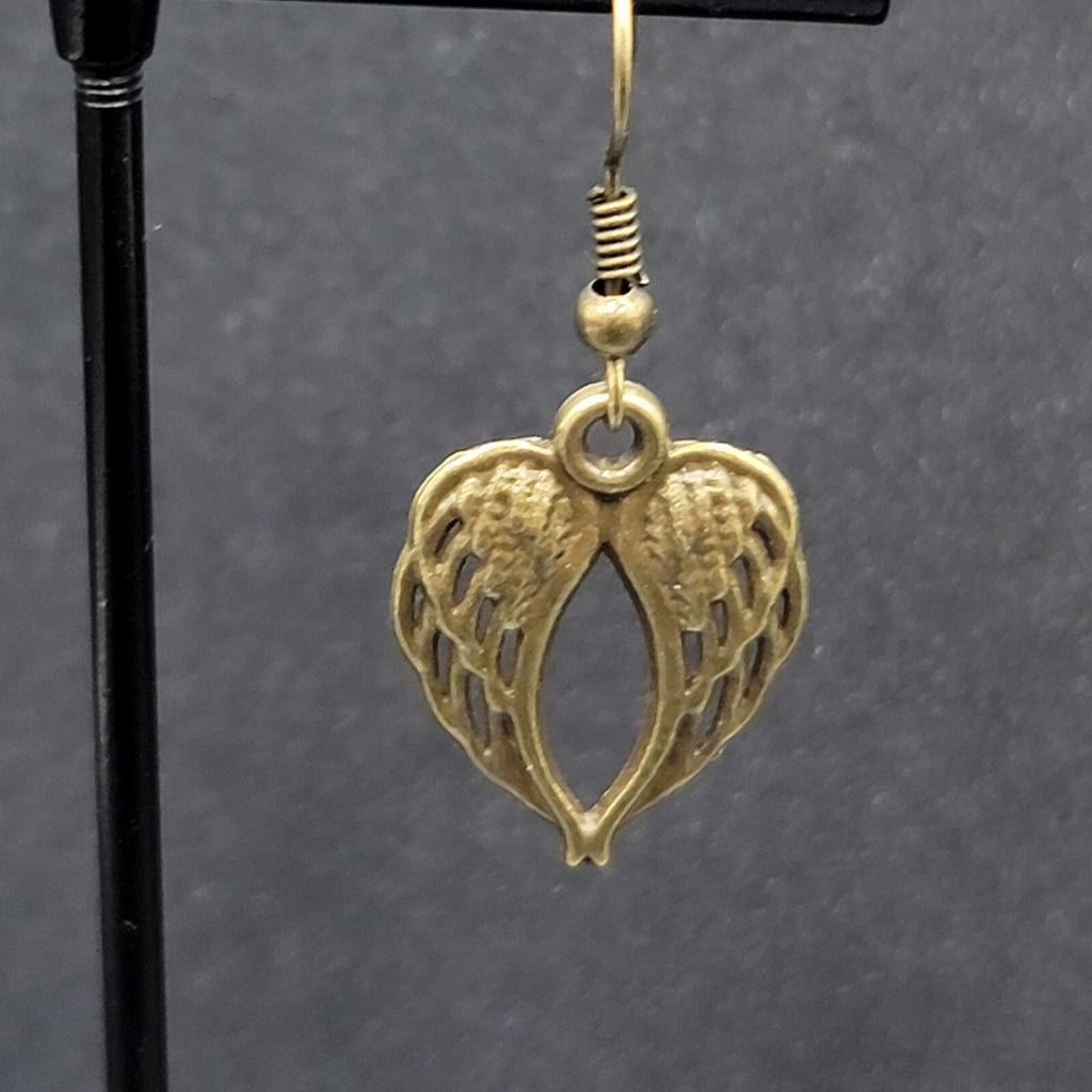 New Angel Wings Pierced Earrings Nature Bronze tone Dangle 7/8"