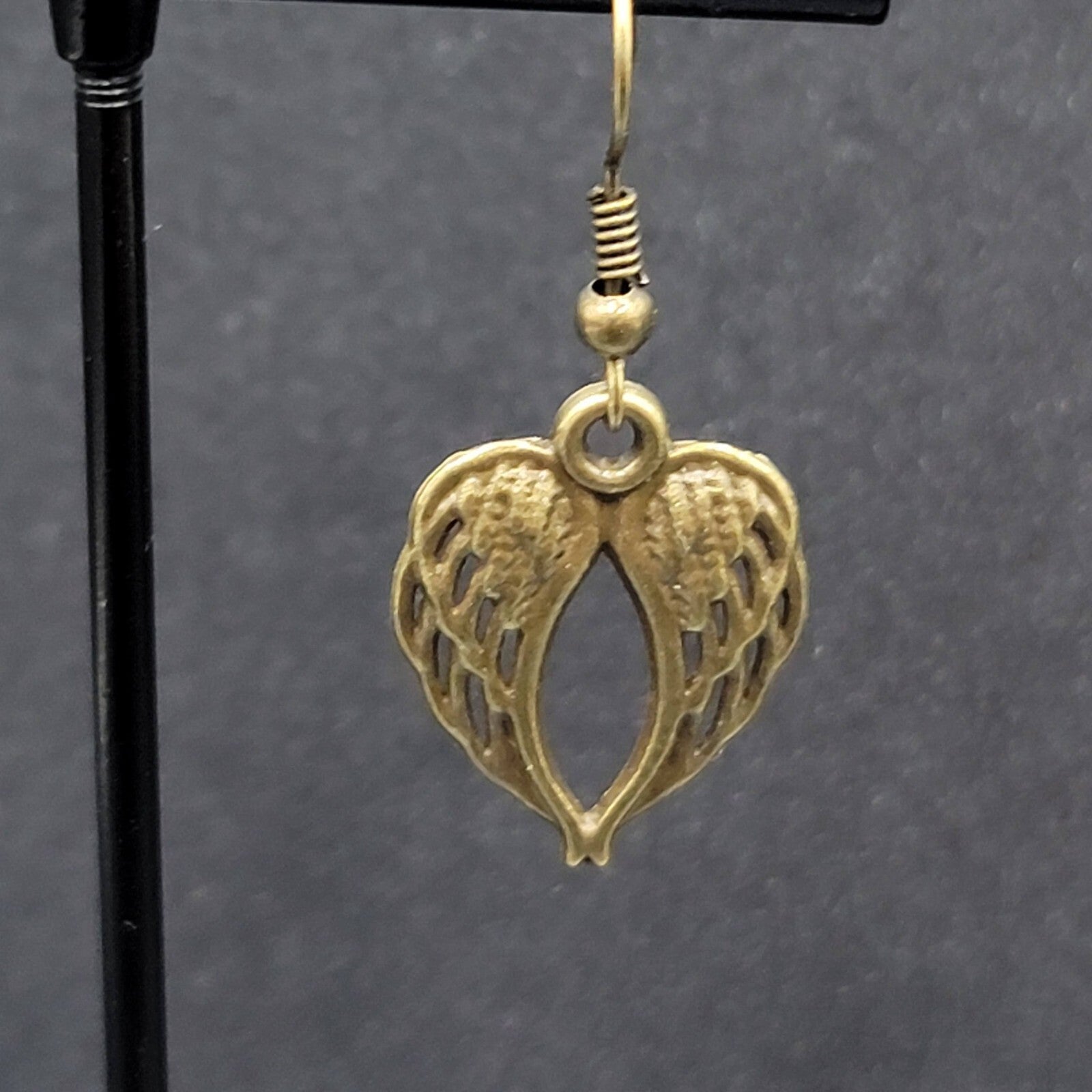 New Angel Wings Pierced Earrings Nature Bronze tone Dangle 7/8"