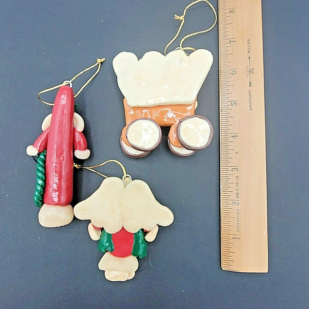 Polymer Clay Christmas Tree Ornaments Lot of 3 Santa Angel Western