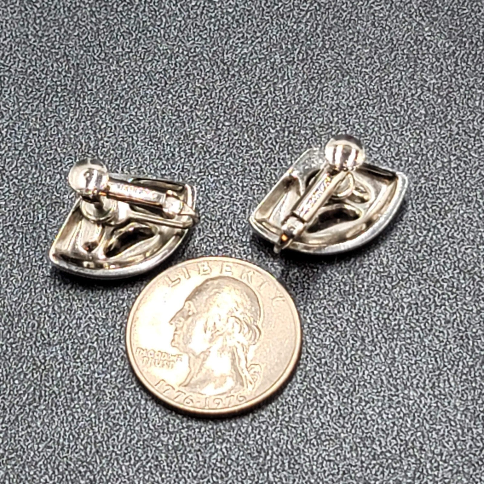 Vintage Napier Clip on Earrings Polished Silver Plated Studs 7/8"