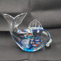 Multicolor Glass Fish Paperweight with Fish Inside Large Heavy 7"