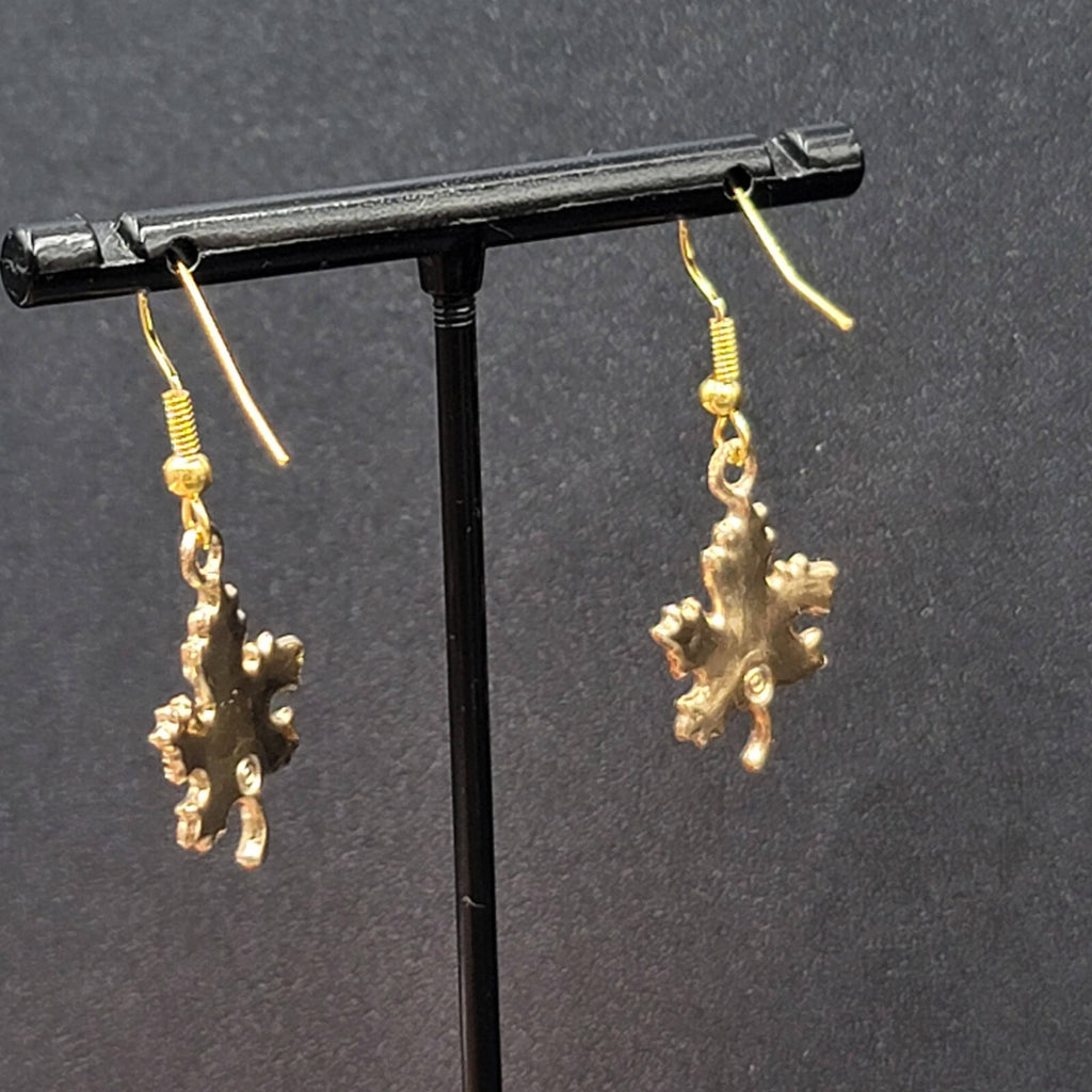 Leaf Pierced Earrings Gold tone Dangle 7/8"