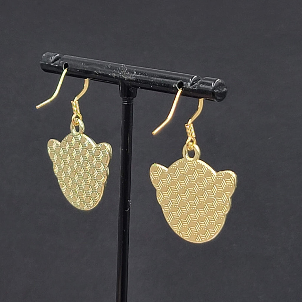 Black Moth Hot Pink Enamel Pierced Earrings Gold tone Dangle Butterfly 7/8"