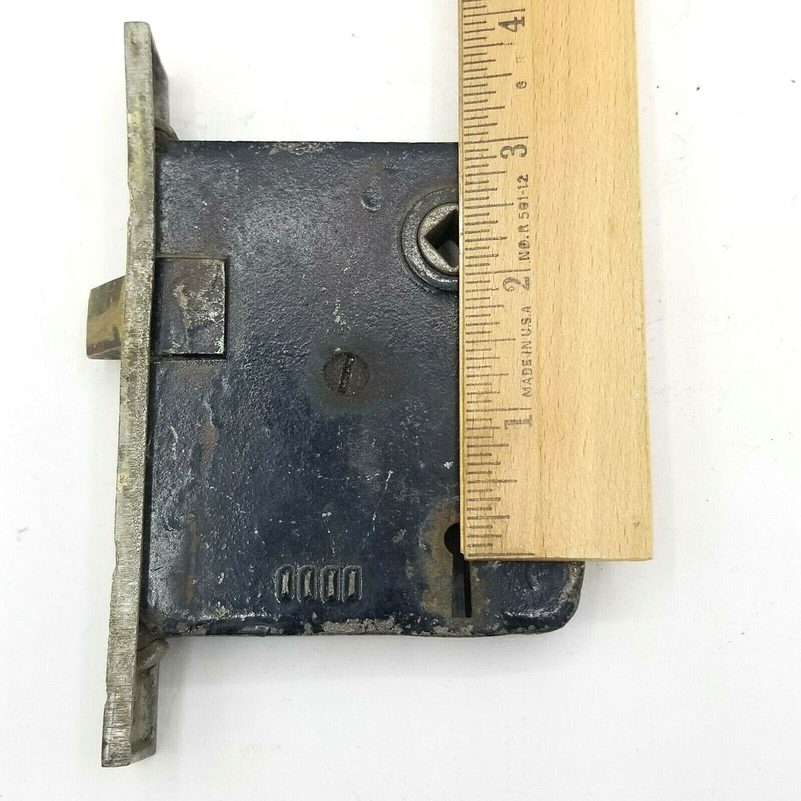 Vintage Cast Iron Door Mortise Lock Salvage Hardware Skeleton Key hole  B152
