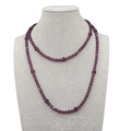 Purple Crystal Bead Long Necklace 36 in