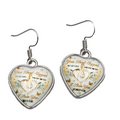 Glass Heart Pierced Earrings Silver tone Dangle Memorial Message 1 in