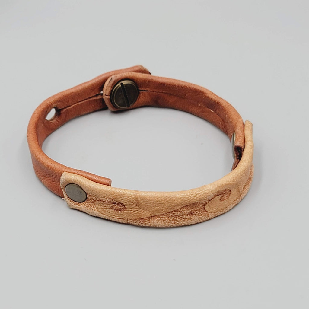 Handmade Leather Bracelet Adjustable Unisex Rustic Snap Closure Boho Jewelry Gif