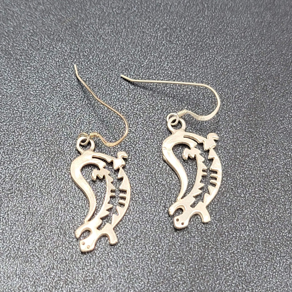 Lizard Sterling Silver Pierced Earrings 925 Southwest Style 1 1/8" 