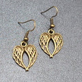 New Angel Wings Pierced Earrings Nature Bronze tone Dangle 7/8"