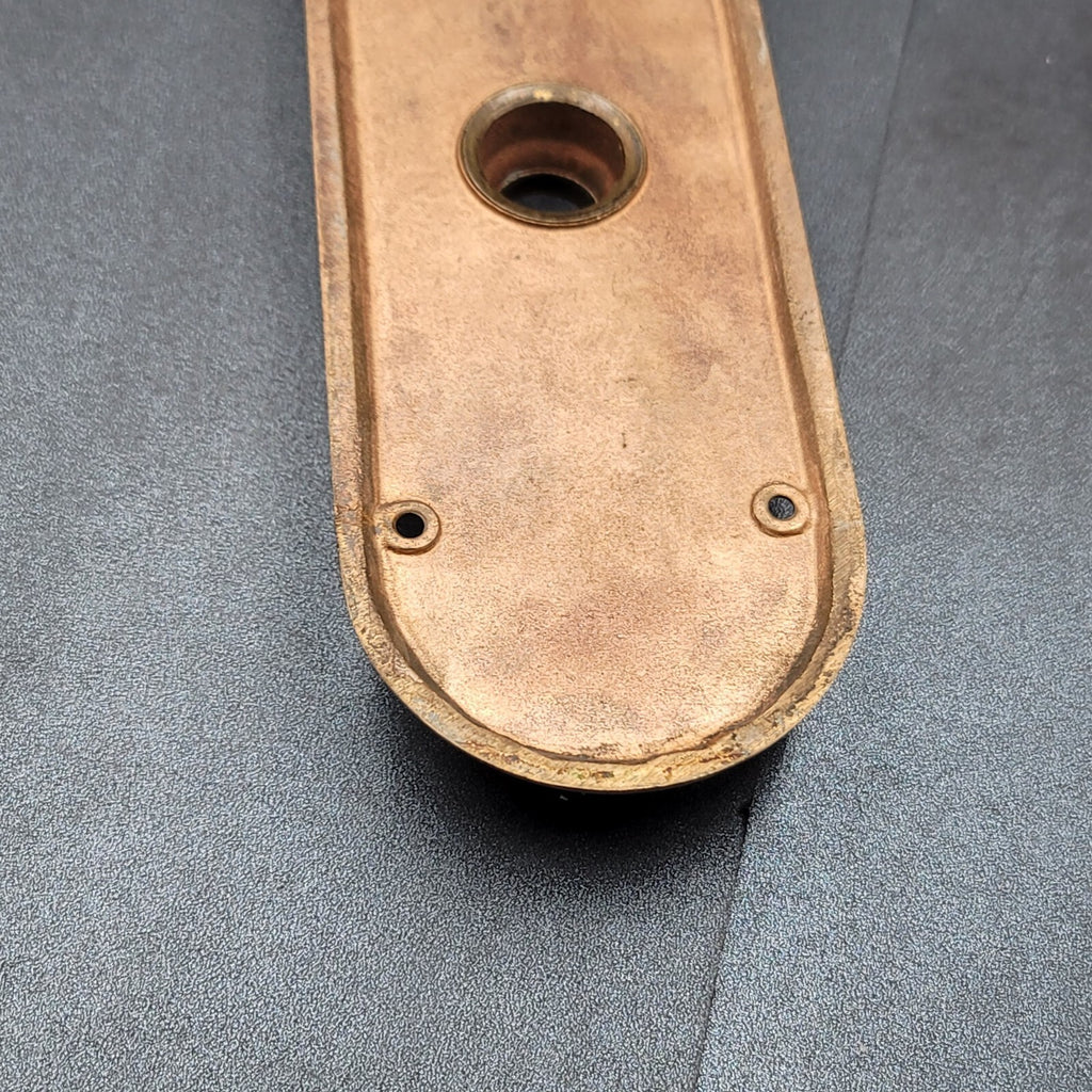 Antique Bronze Door Knob Back Plate Exterior Salvage Hardware RH Co 12"