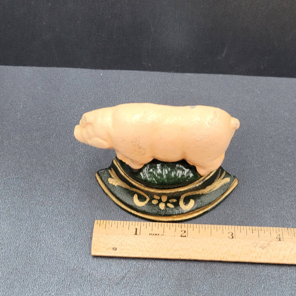 Cast Iron Small Pink Pig Door Stop Farmhouse Kitchen Decor 2.5" x 3"