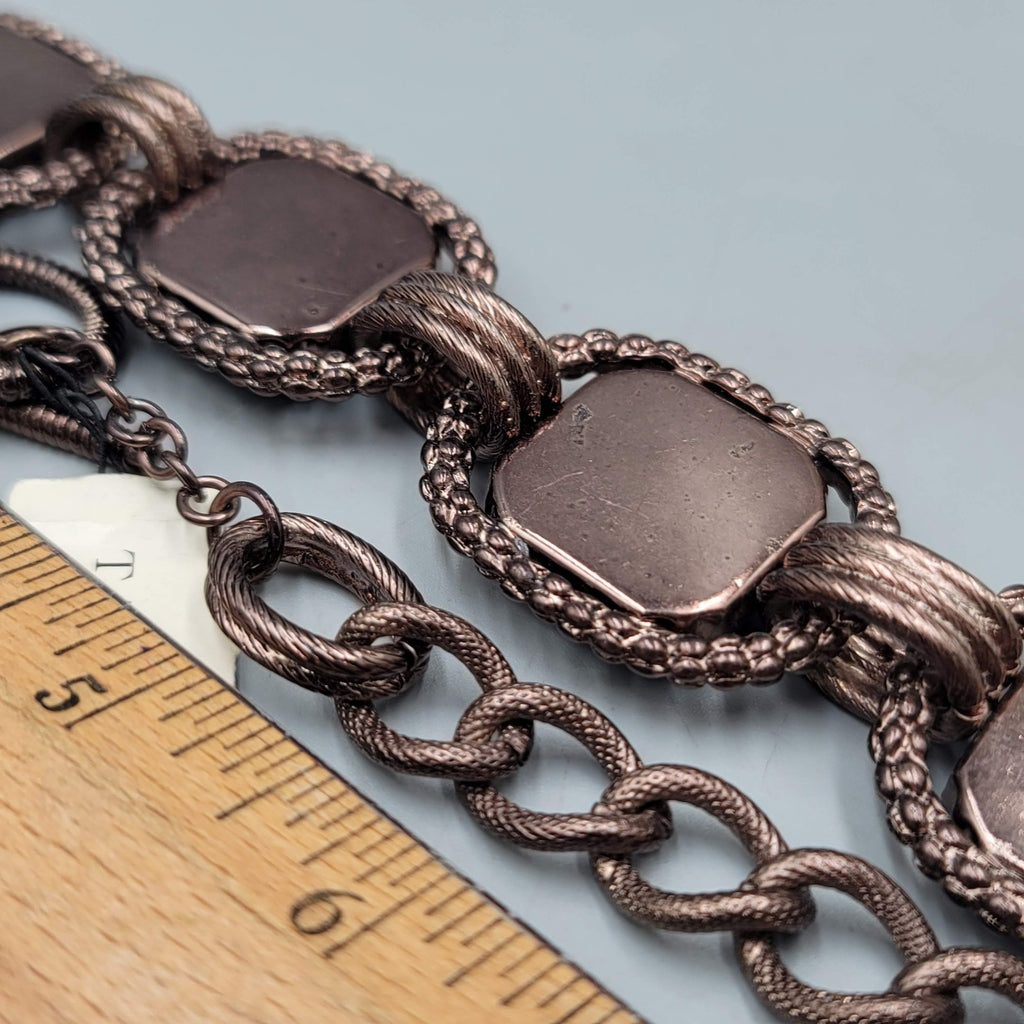 Talbots Necklace Large Statement Dark Bronze tone Green Accents 18 in Toggle