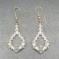 Pierced Earrings Silver tone Faceted Crystal Bead Loop Statement Dangle 1 5/8"
