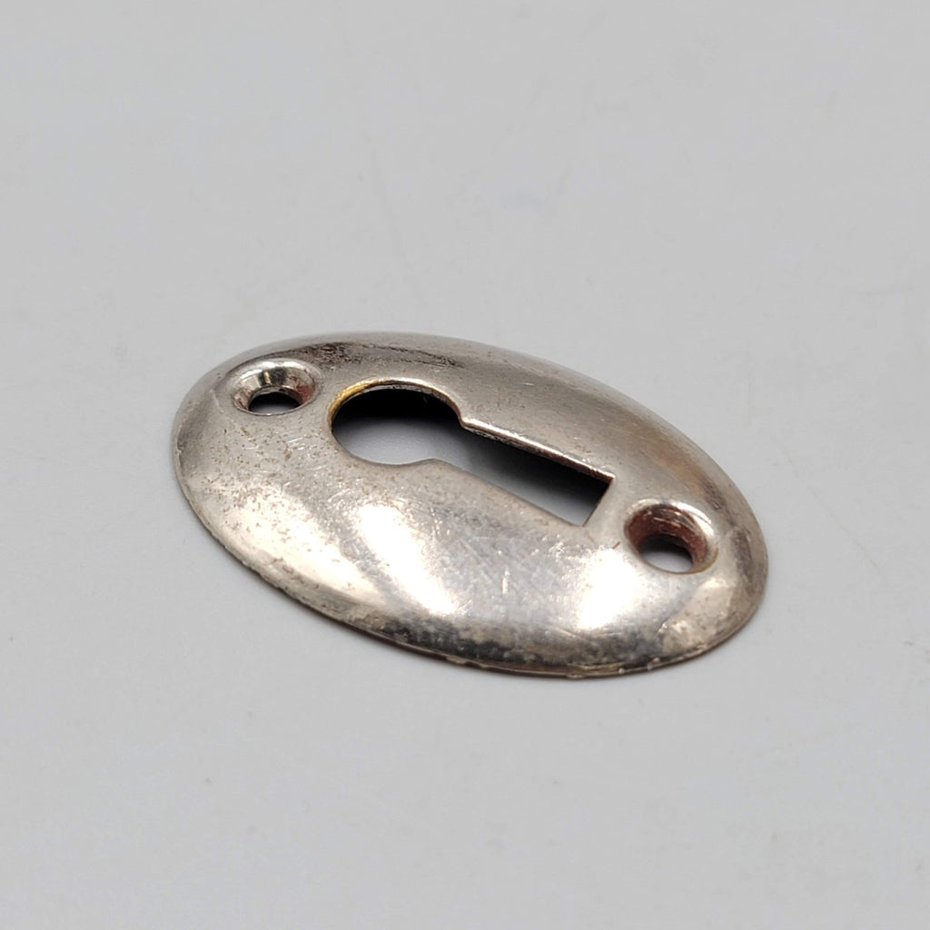 Vintage Oval Steel Skeleton Keyhole Escutcheon Salvage Hardware 1 5/8" (57)