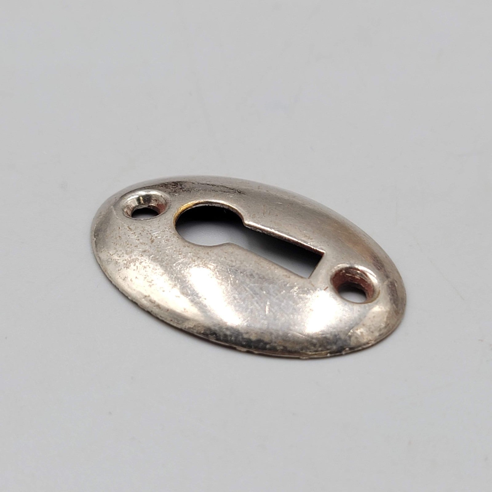 Vintage Oval Steel Skeleton Keyhole Escutcheon Salvage Hardware 1 5/8" (57)