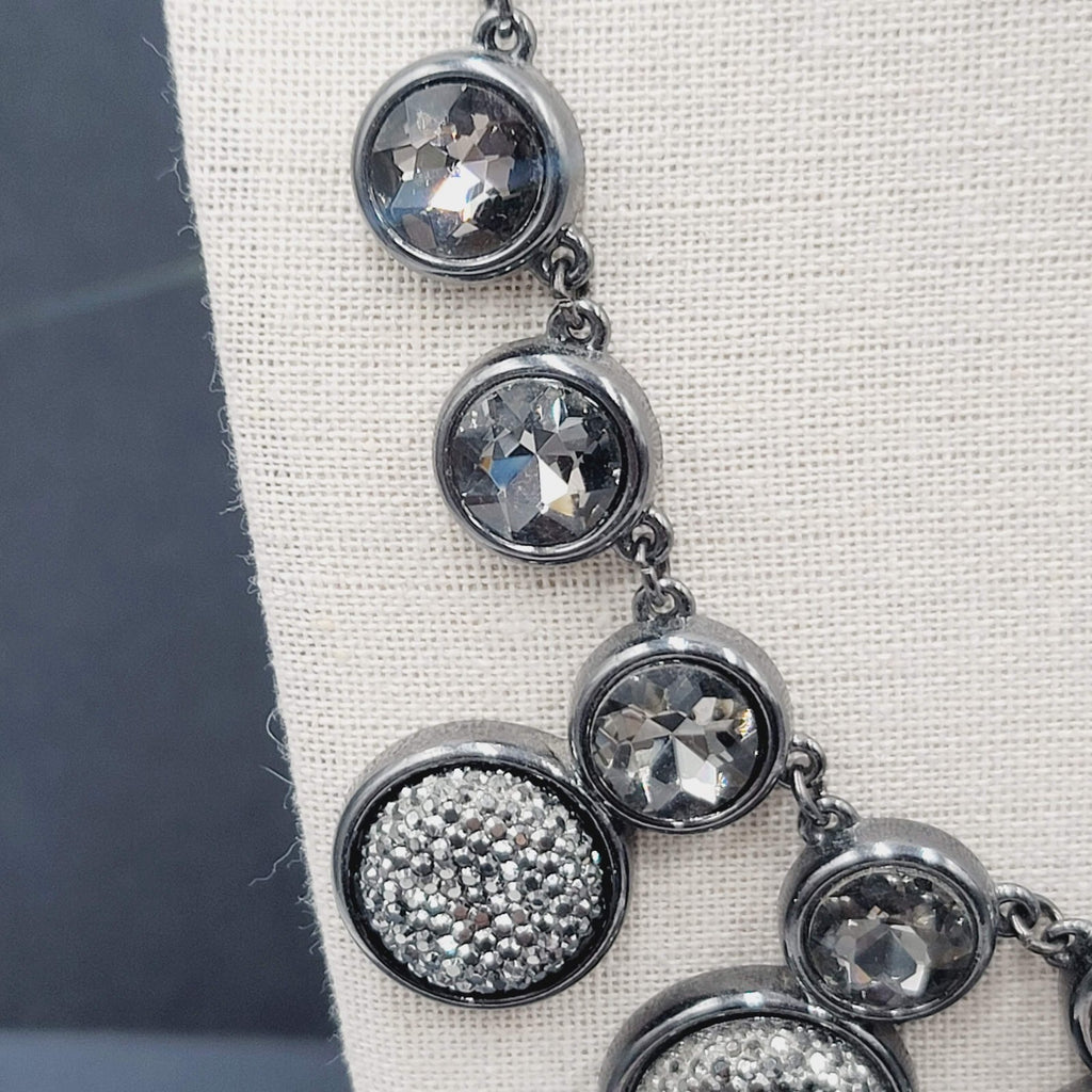 Dana Buchman Necklace Black Metal Rhinestone Statement Runway 18"-20"