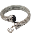 Vintage Mesh Cuff Bracelet Black Accent End 7"