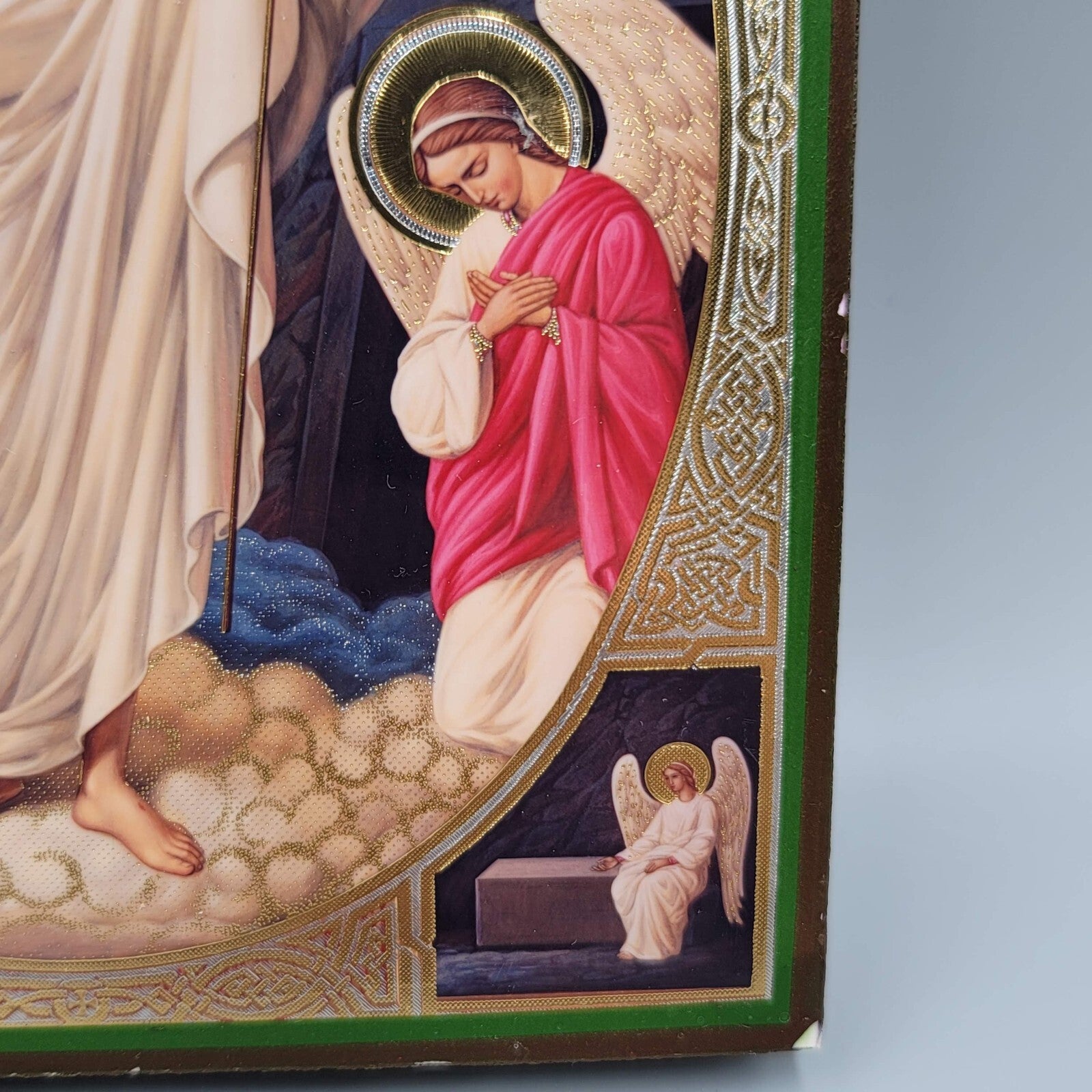 Christ Is Risen Orthodox Gold Foil Icon on Wood Plaque Христос Воскрес Икона