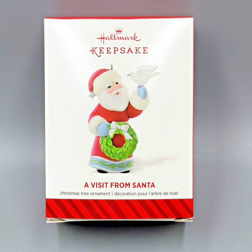2014 Hallmark Ornament A Visit from Santa 6th in Series Wreath Dove NIB