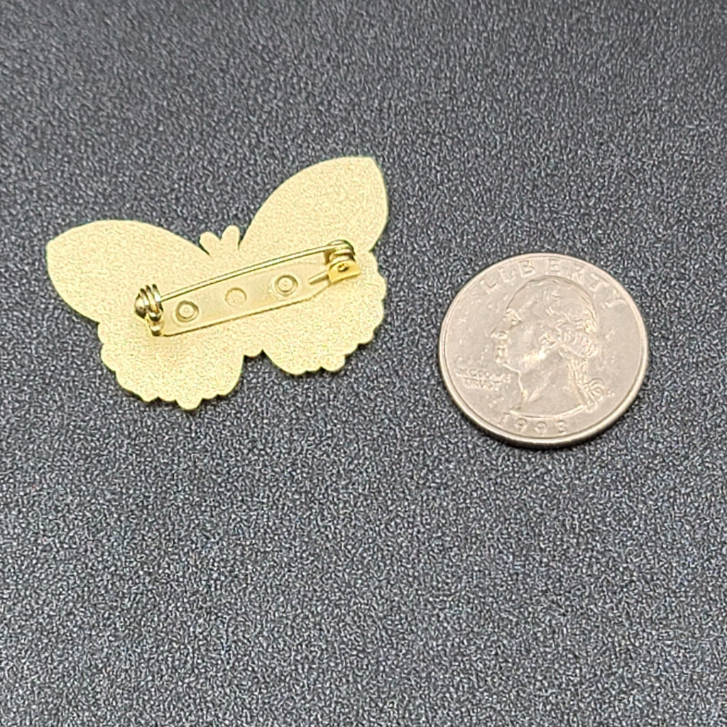Moth Purple Peach Enamel Moon Phases Lapel Hat Pin 1.5"