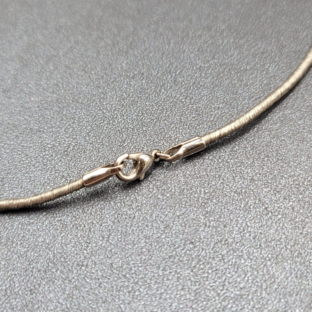 Quartz Crystal Necklace Unique Silver tone Caged Pendant Modernist Look 16.25"