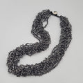 Multi Strand Black Bead Layered Necklace Button Closure 18"