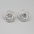 Pierced Earrings Silver tone Open Work Swirl Drop 1"
