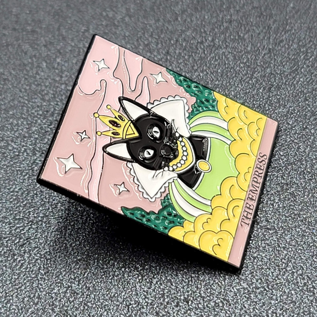 The Empress Tarot Card Black Cat Enamel Lapel Hat Pin 1 1/8"