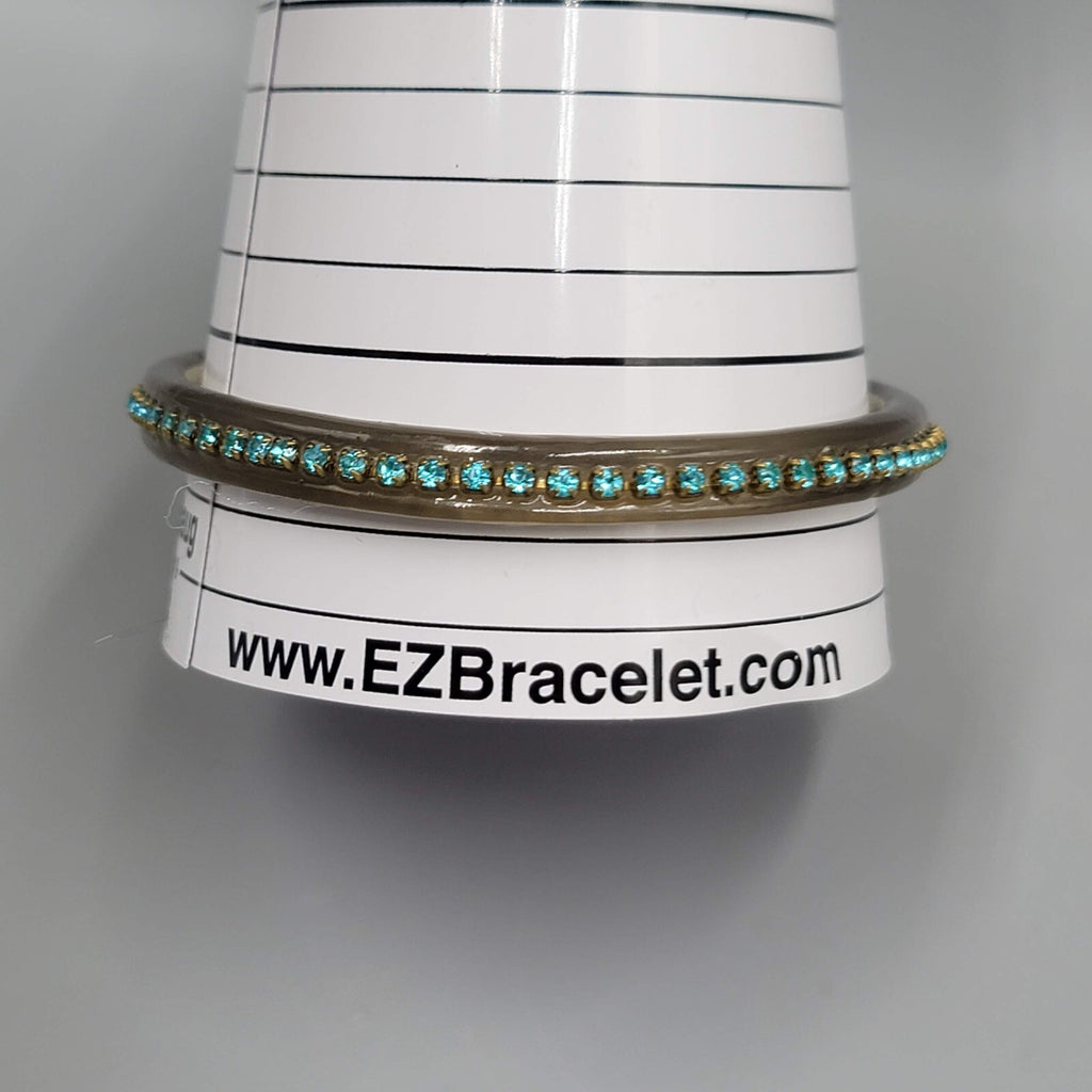Resin Bangle Bracelet Translucent Blue Rhinestone 8.5 in