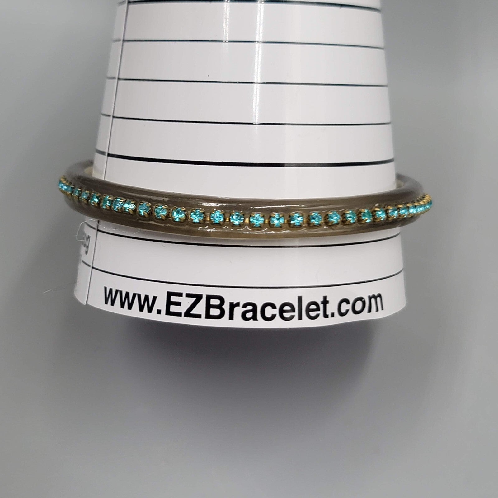 Resin Bangle Bracelet Translucent Blue Rhinestone 8.5 in