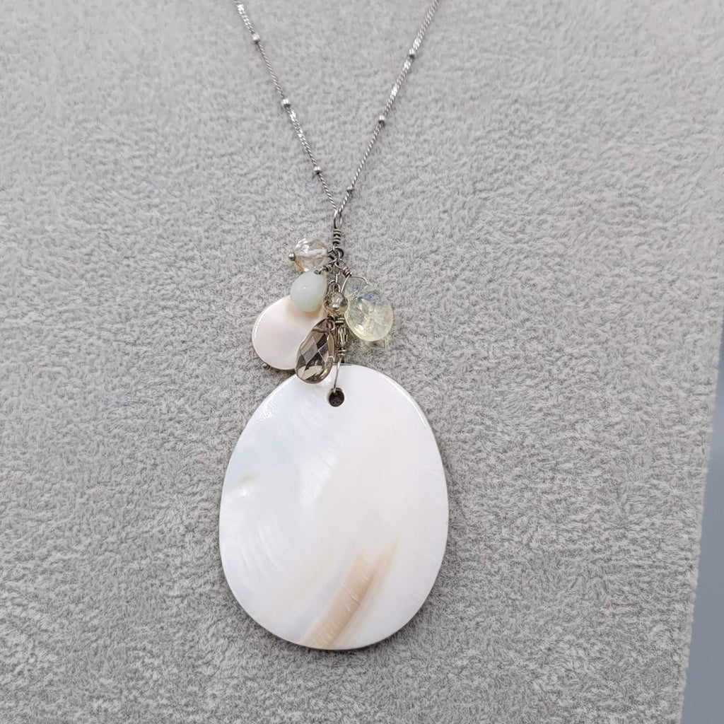 J Jill Shell Pendant Sterling Silver Necklace 20 - 22 in Station Chain 925