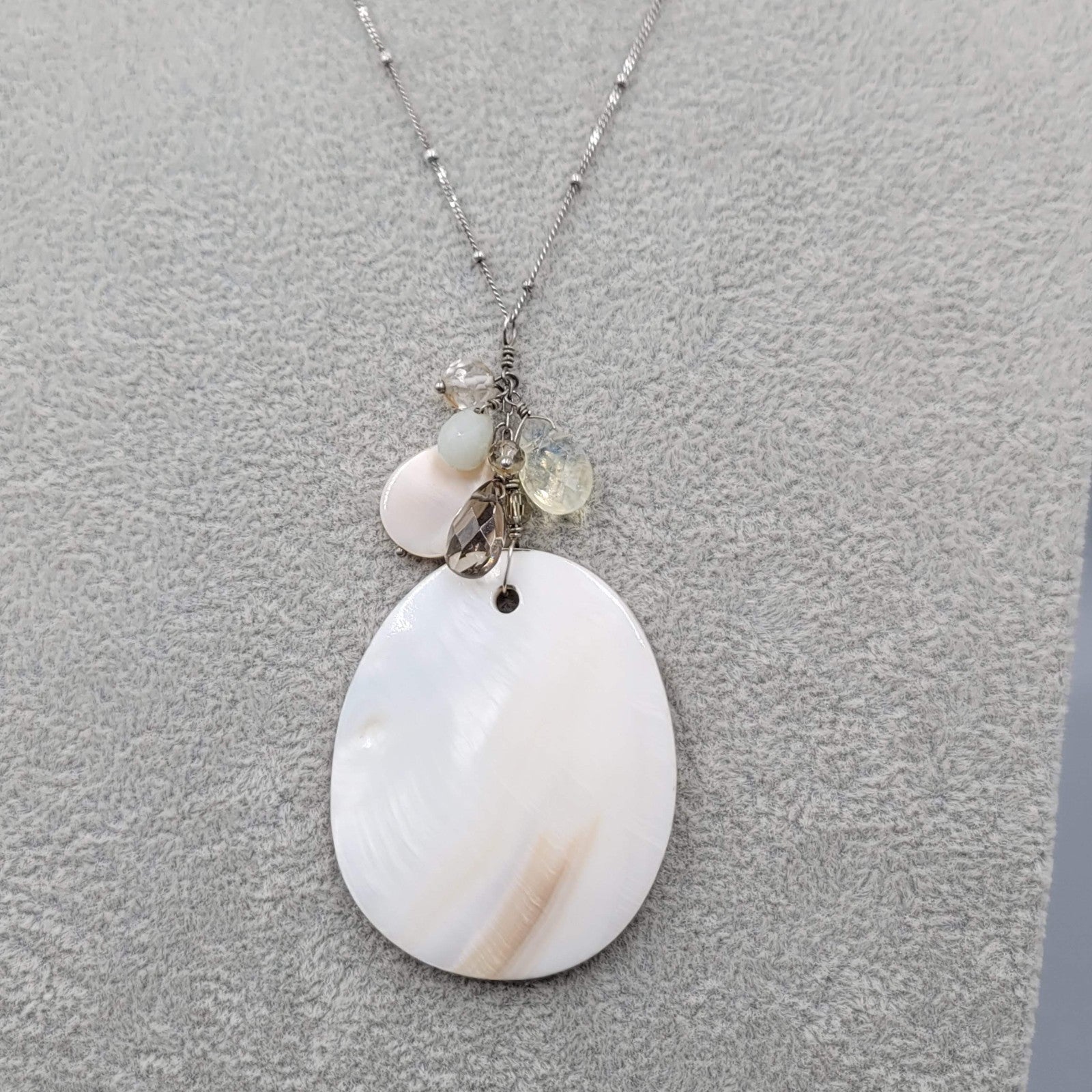 J Jill Shell Pendant Sterling Silver Necklace 20 - 22 in Station Chain 925