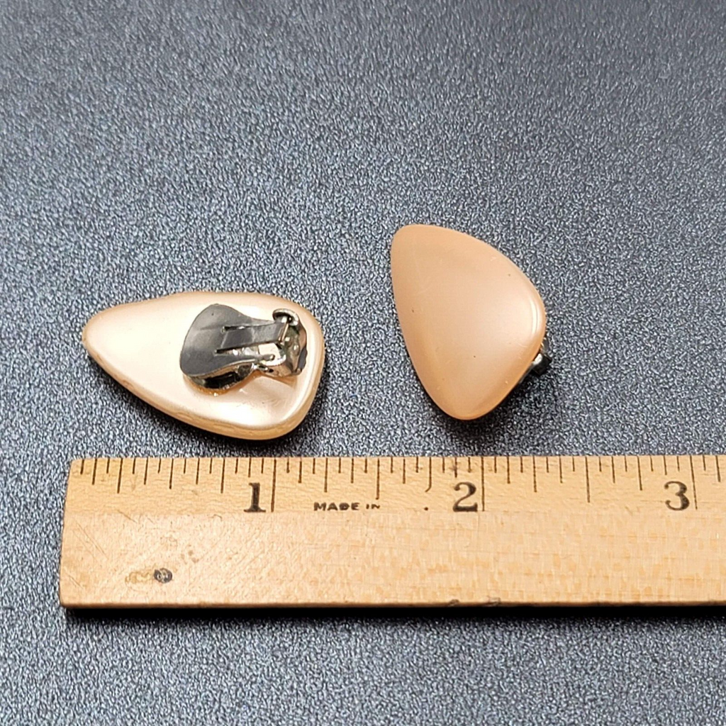 Vintage Clip on Earrings Teardrop Peach Acrylic Climber 1.25"