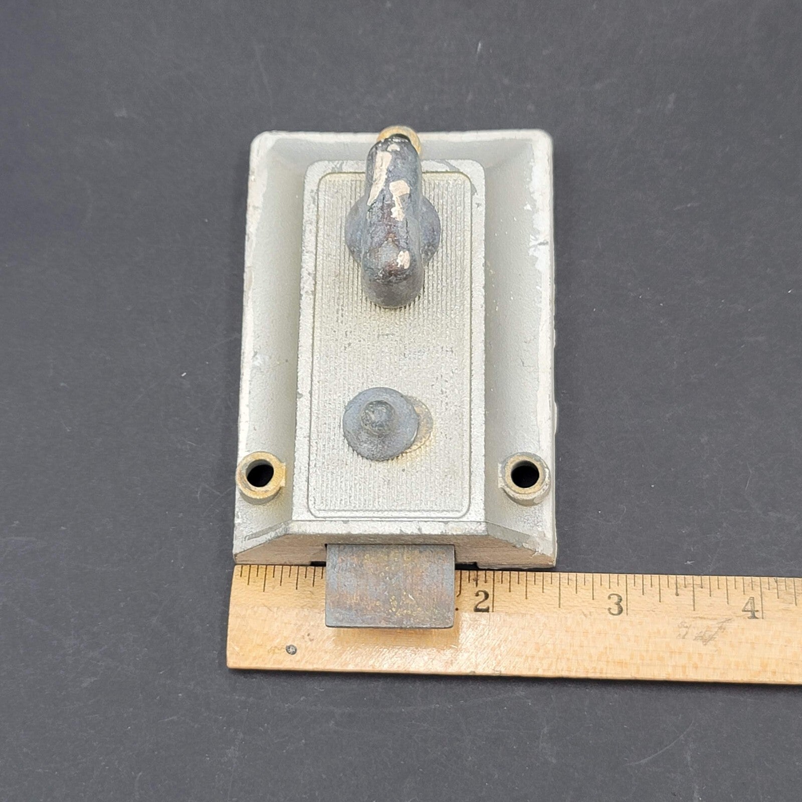 Vintage Silver Surface Rim Night Lock Latch No Keeper Salvage B754