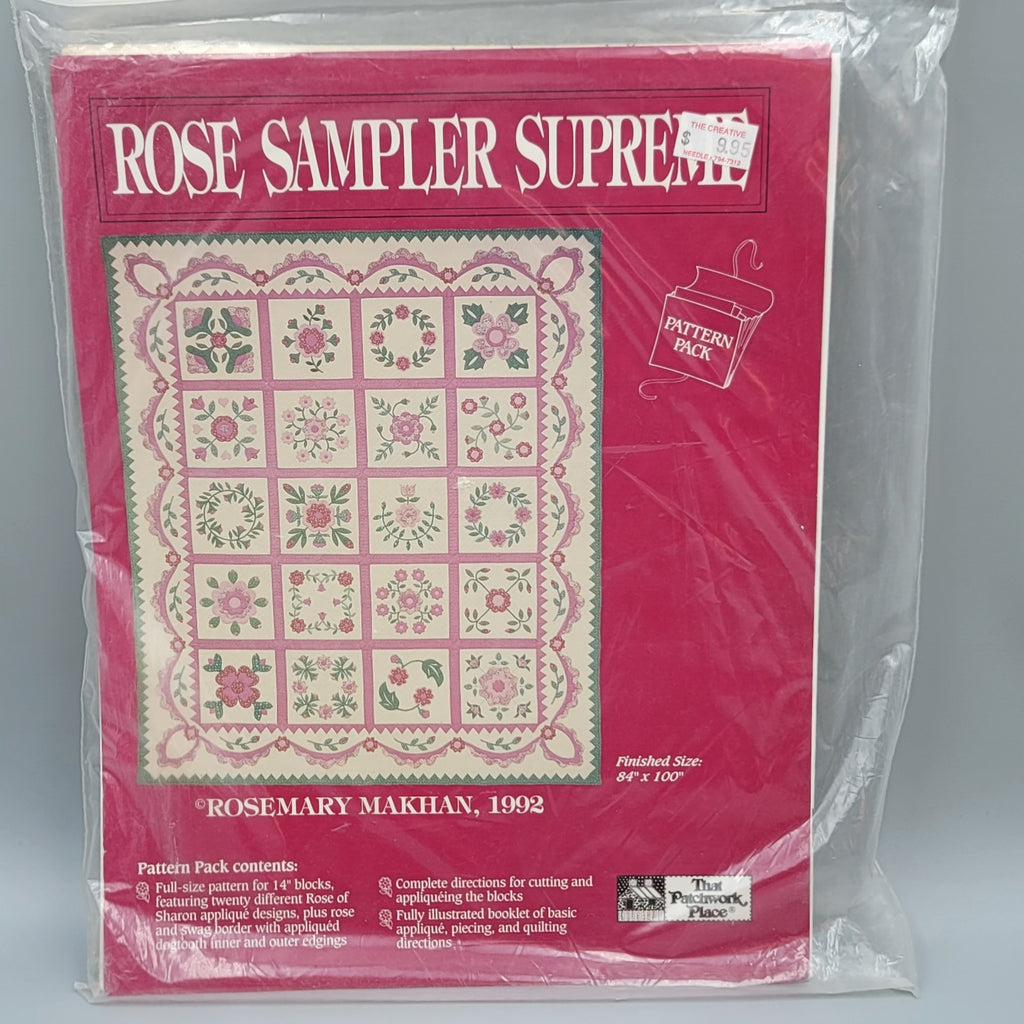 Rose Sampler Supreme Quilt Pattern Rosemary Makhan Vintage 1992 84"x100"
