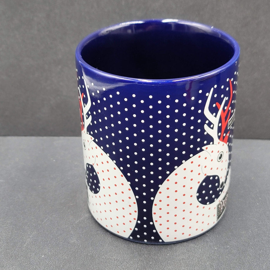 Hiram Walker Peppermint Schnapps Reindeer Coffee Mug blue red white