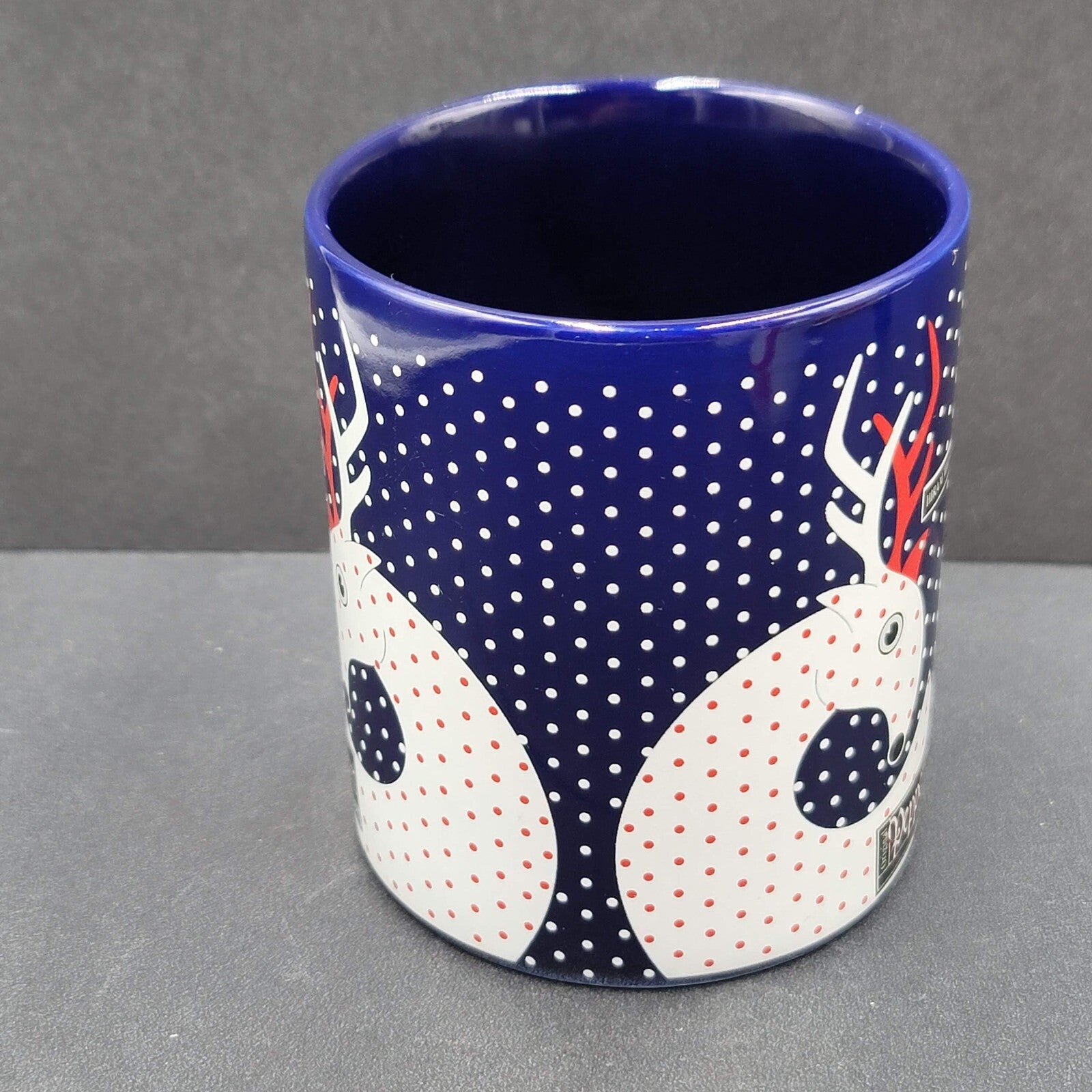 Hiram Walker Peppermint Schnapps Reindeer Coffee Mug blue red white