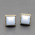 Vtg Cufflinks Gold tone Light Blue Chatoyant Domed Square Costume Mens Jewelry