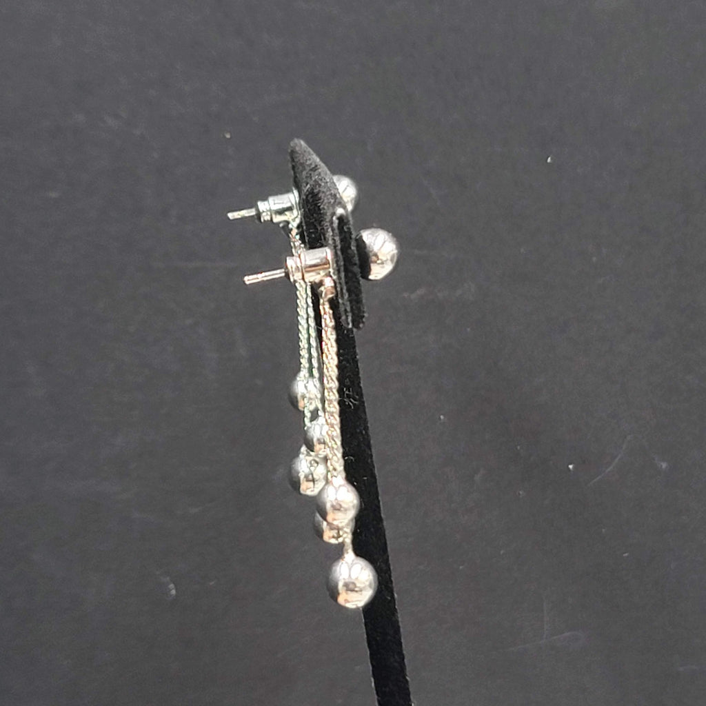 Pierced Earrings Silver Plated Jacket Back Dangle 1 5/8"