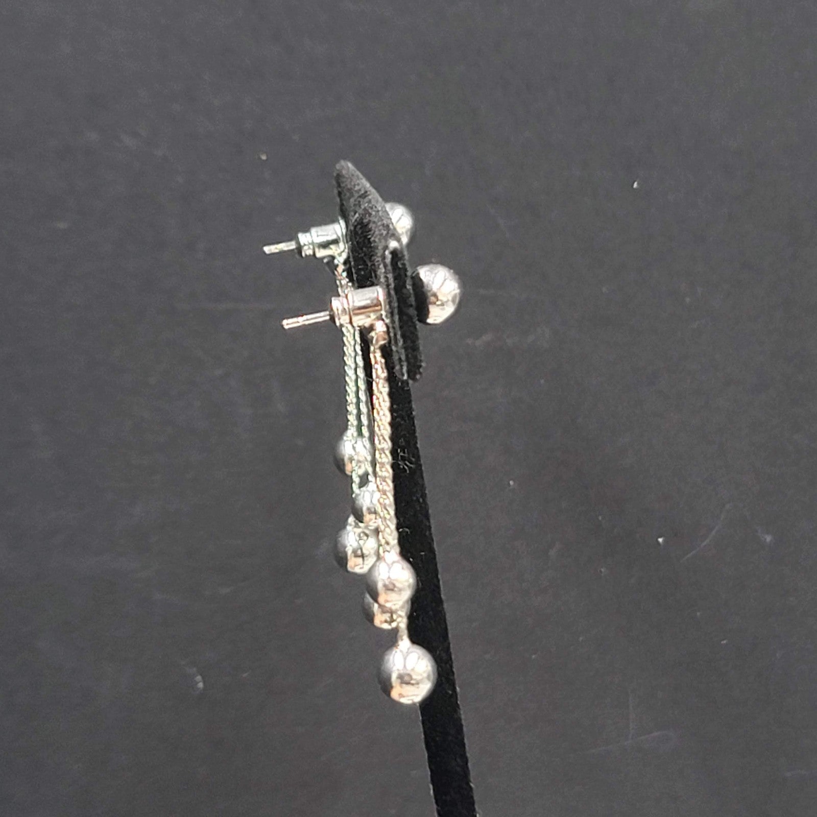 Pierced Earrings Silver Plated Jacket Back Dangle 1 5/8"
