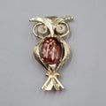 Vintage Owl Brooch Belly With Google Eyes Pin Gold tone 2"