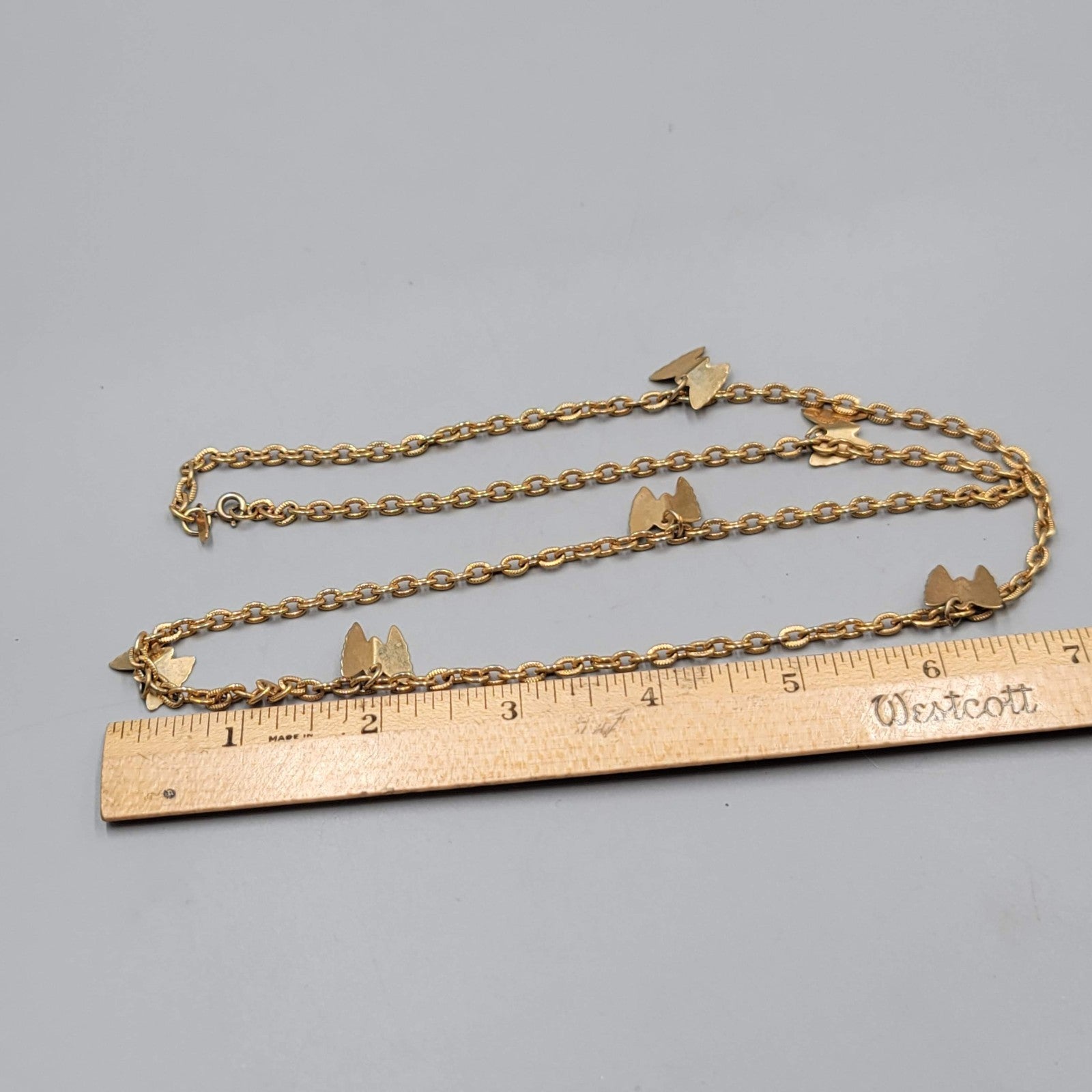 Vintage Sarah Cov Butterfly Station Chain Necklace 28" Estate Costume Jewelry