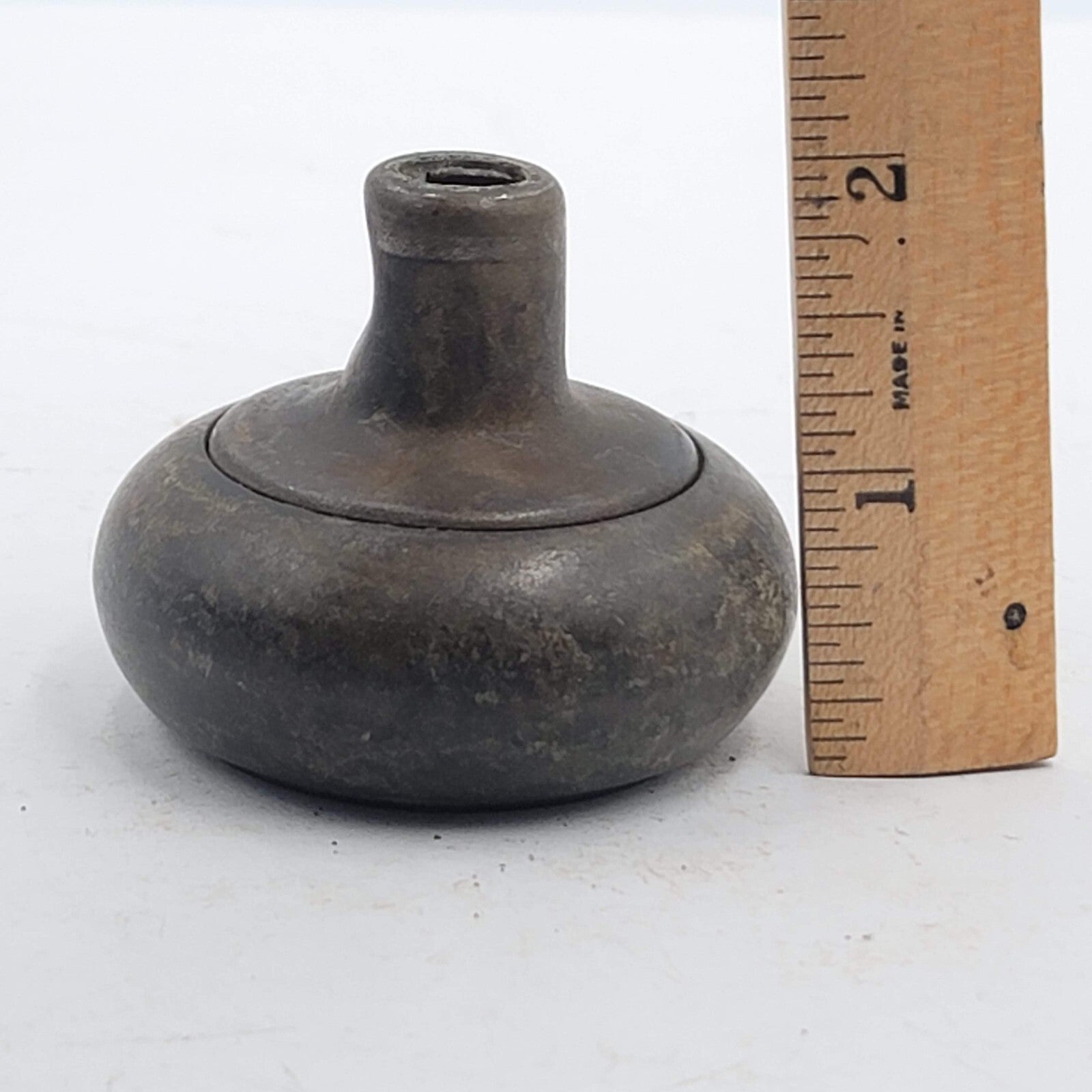 Vintage SINGLE Doorknob Gray Steel Inset Ring Salvage Door Hardware 2.25"