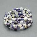 Memory Wire Bracelet Purple Silver tone Clear Glass Beads 