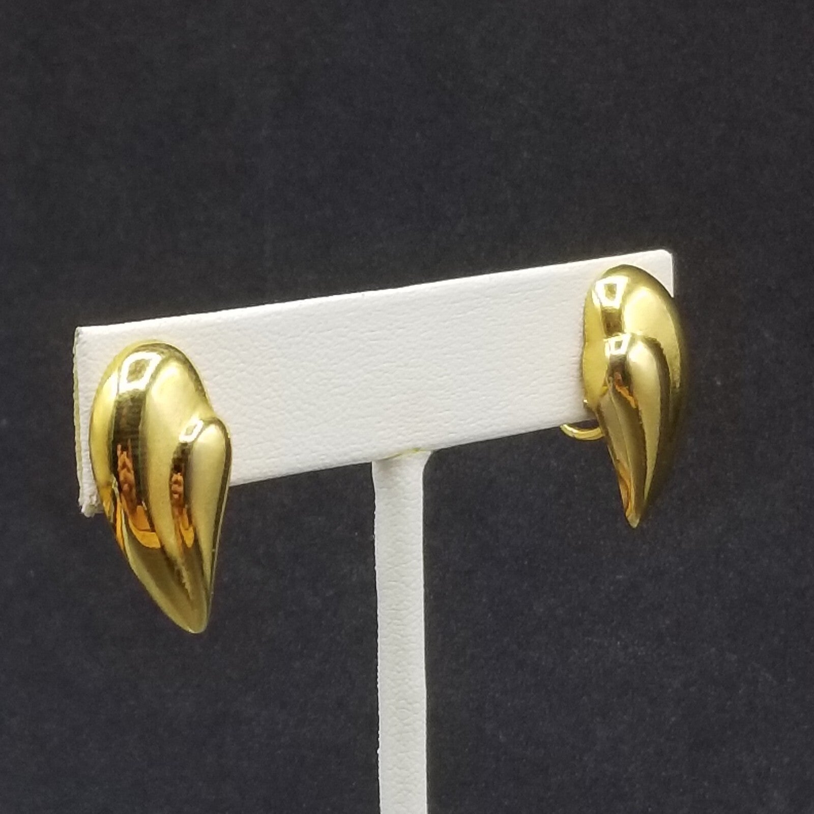 Vintage Clip on Earrings Gold Plated Statement Drop Stud 1"